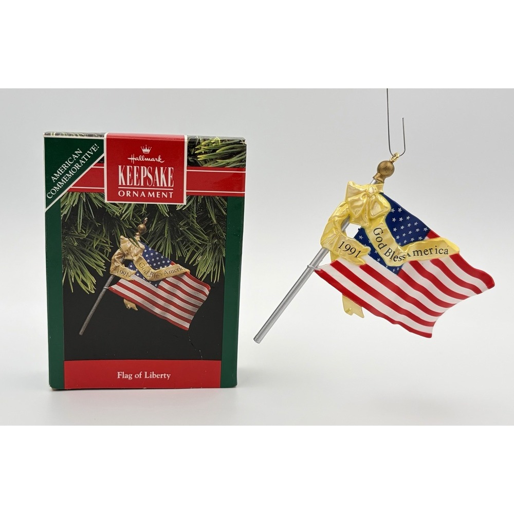 Hallmark Keepsake Ornament 1991 Flag of Liberty God Bless America Patriotic VTG